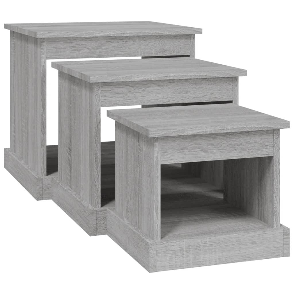 Coffee Tables 3 pcs Grey Sonoma Engineered Wood