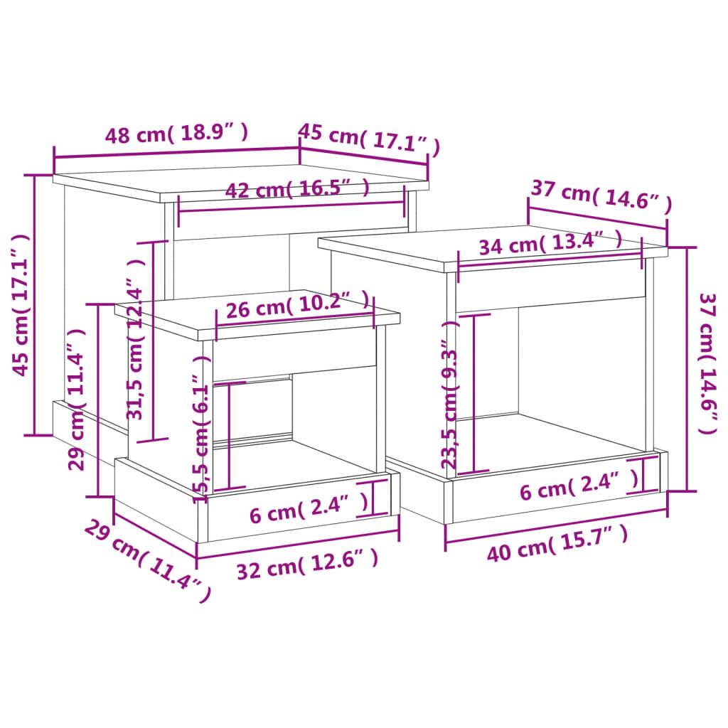 Coffee Tables 3 pcs Grey Sonoma Engineered Wood