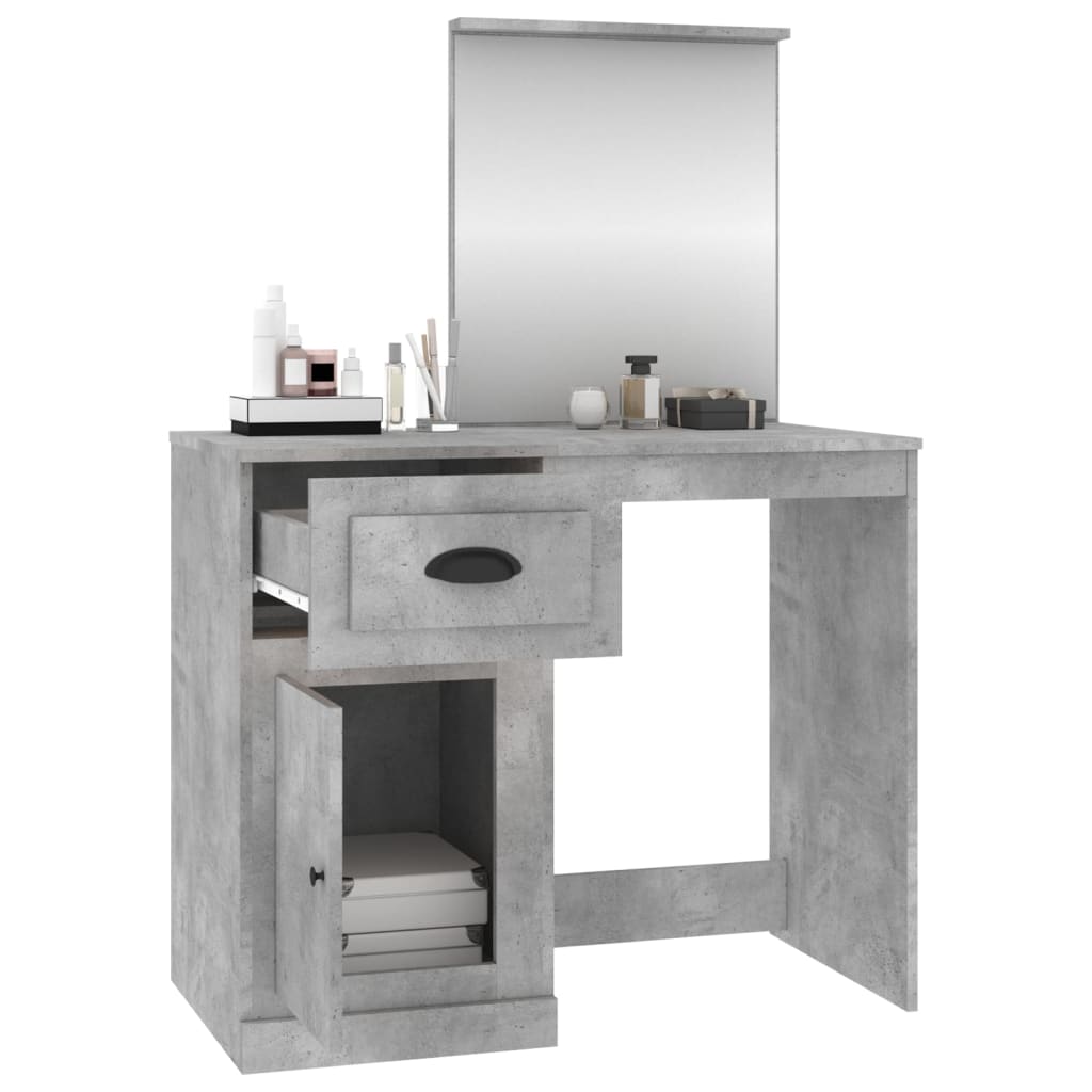 Dressing Table with Mirror Concrete Grey 90x50x132.5 cm Engineered Wood