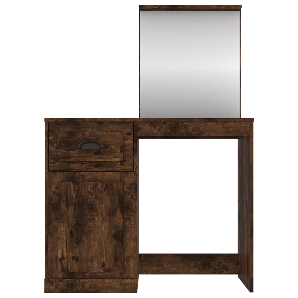 Dressing Table with Mirror Smoked Oak 90x50x132.5 cm Engineered Wood