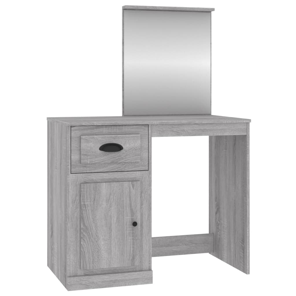 Dressing Table with Mirror Grey Sonoma 90x50x132.5 cm Engineered Wood