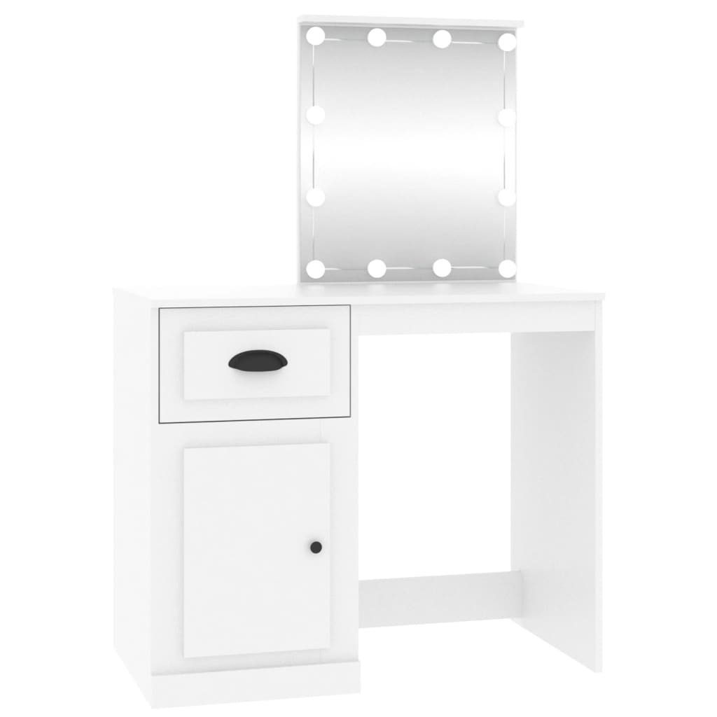 Dressing Table with LED White 90x50x132.5 cm Engineered Wood