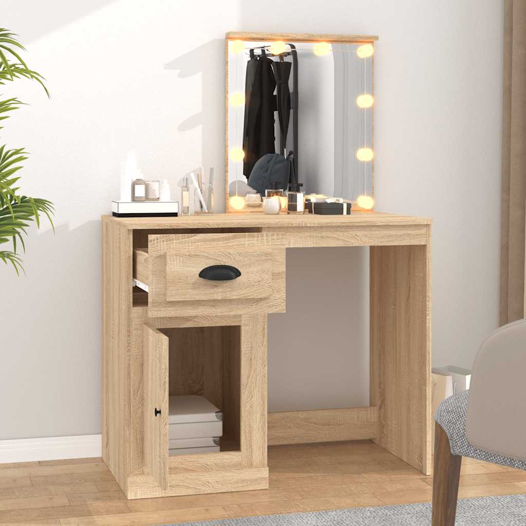 Dressing Table with LED Sonoma Oak 90x50x132.5 cm