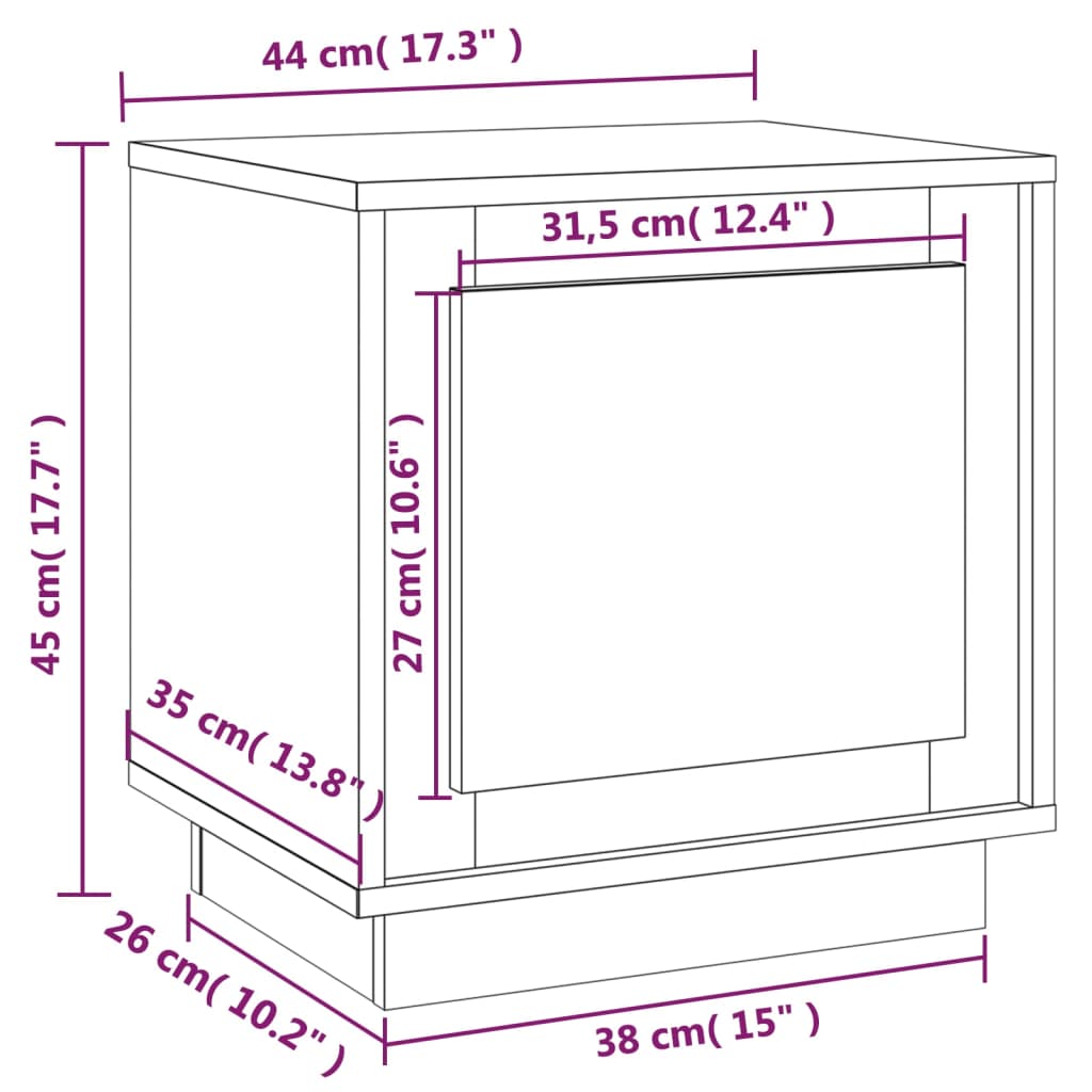 Bedside Cabinet Black 44x35x45 cm Engineered Wood