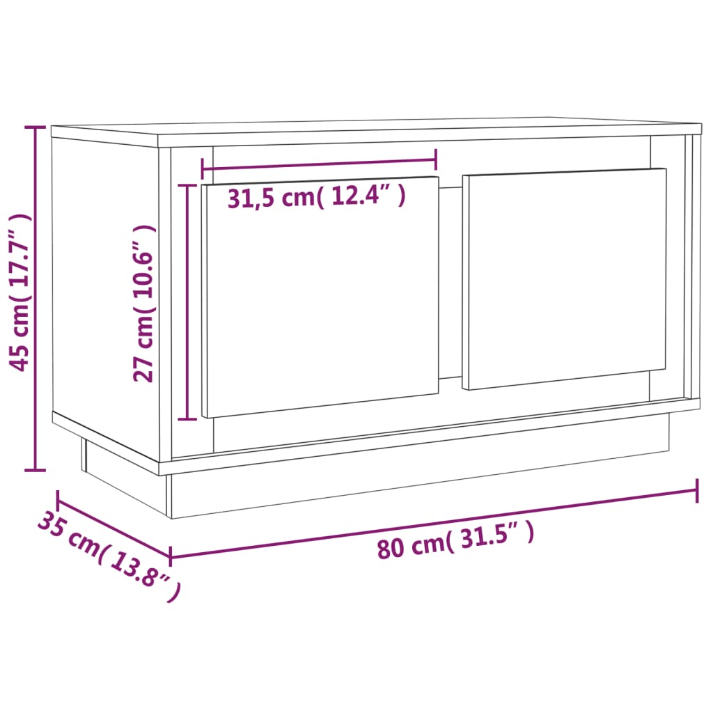 TV Cabinet White 80x35x45 cm Engineered Wood