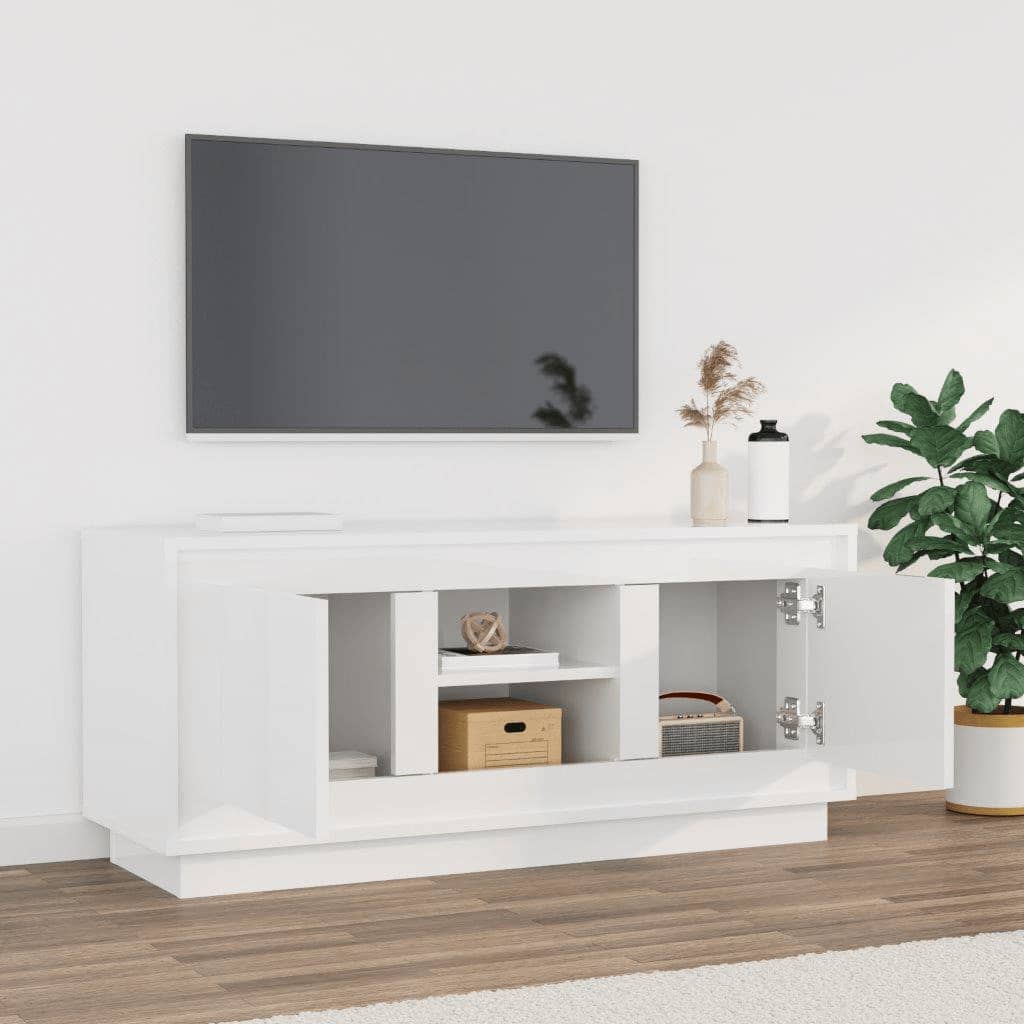 TV Cabinet High Gloss White 102x35x45 cm Engineered Wood