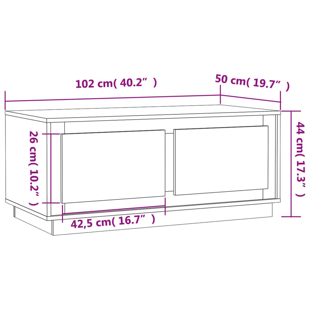 Coffee Table White 102x50x44 cm Engineered Wood