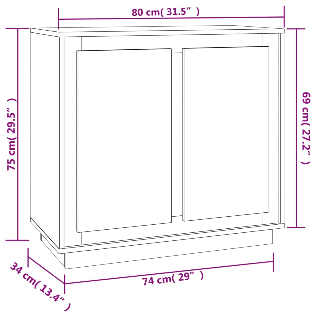 Sideboard Smoked Oak 80x34x75 cm Engineered Wood