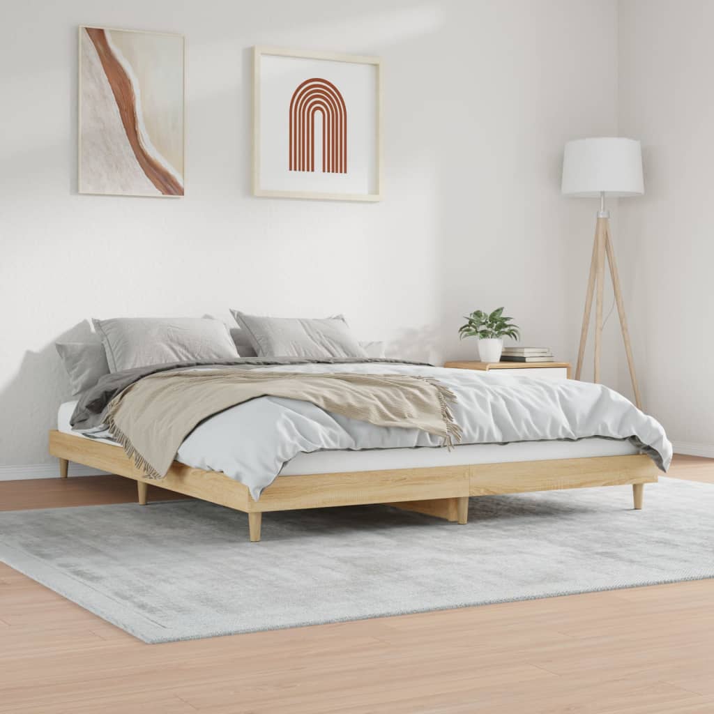 Bed Frame without Mattress Sonoma Oak 183x203 cm King Engineered Wood