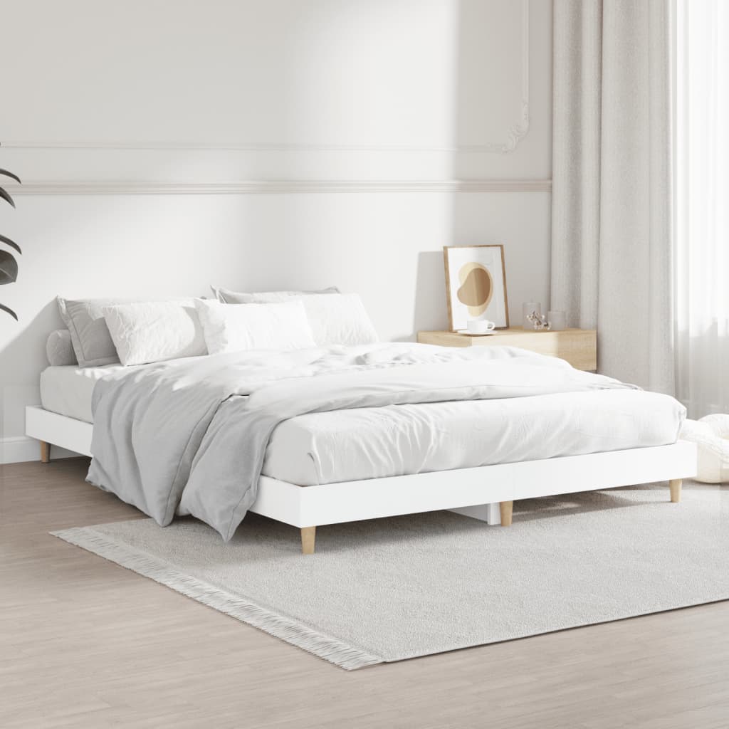 Bed Frame without Mattress White 135x190 cm Engineered Wood