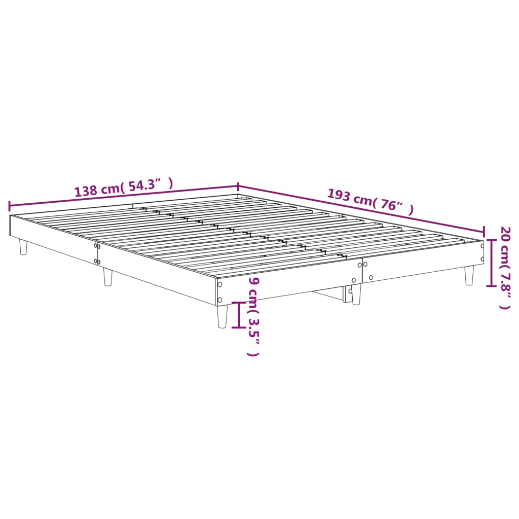 Bed Frame without Mattress White 135x190 cm Engineered Wood