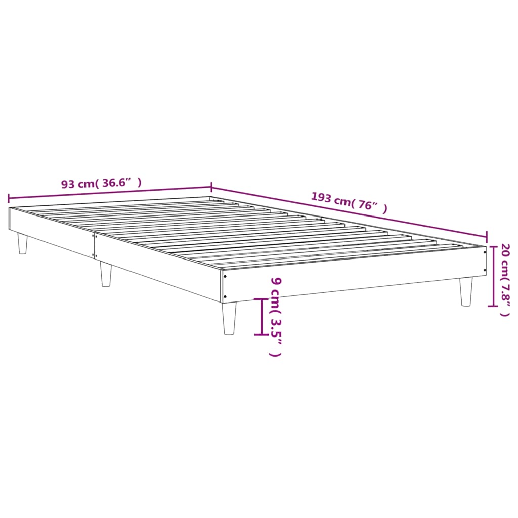 Bed Frame without Mattress White 90x190 cm Engineered Wood