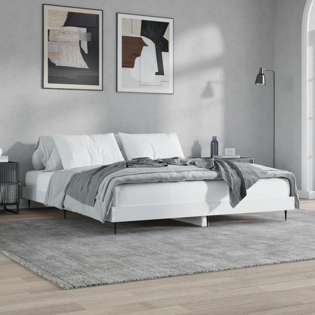 Bed Frame White 153x203 cm Queen Size Engineered Wood