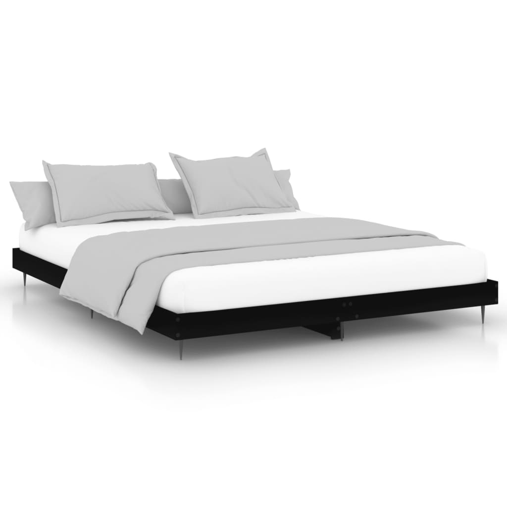 Bed Frame without Mattress Black 150x200 cm Engineered Wood