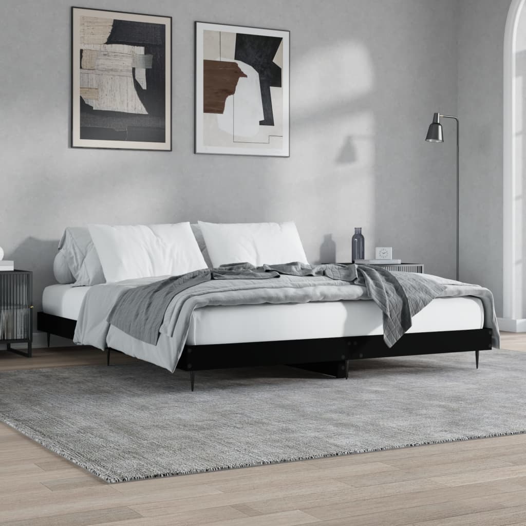 Bed Frame without Mattress Black 150x200 cm Engineered Wood