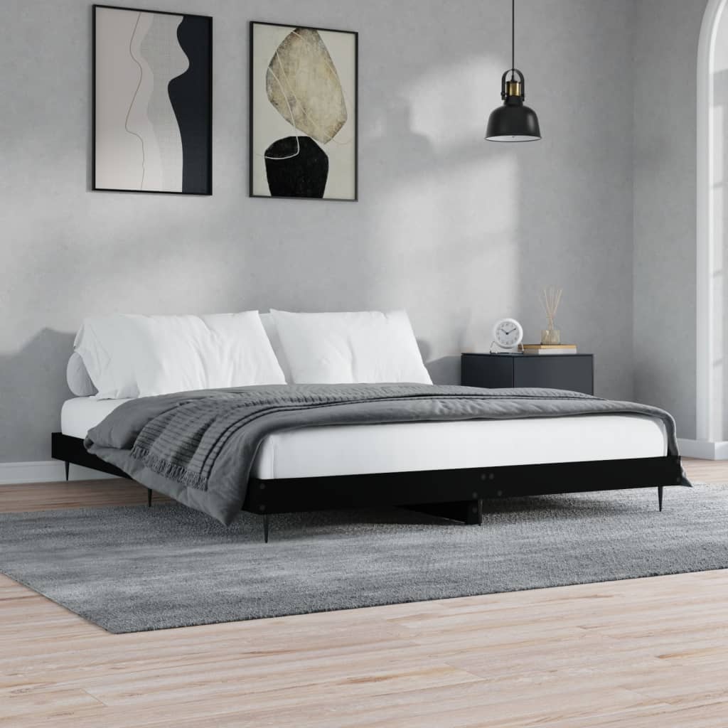 Bed Frame without Mattress Black 150x200 cm Engineered Wood