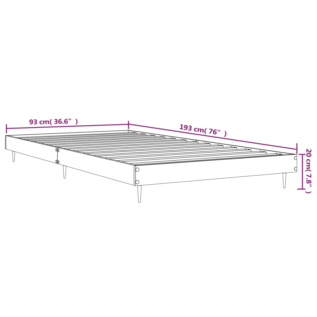 Bed Frame without Mattress Black 90x190 cm Engineered Wood