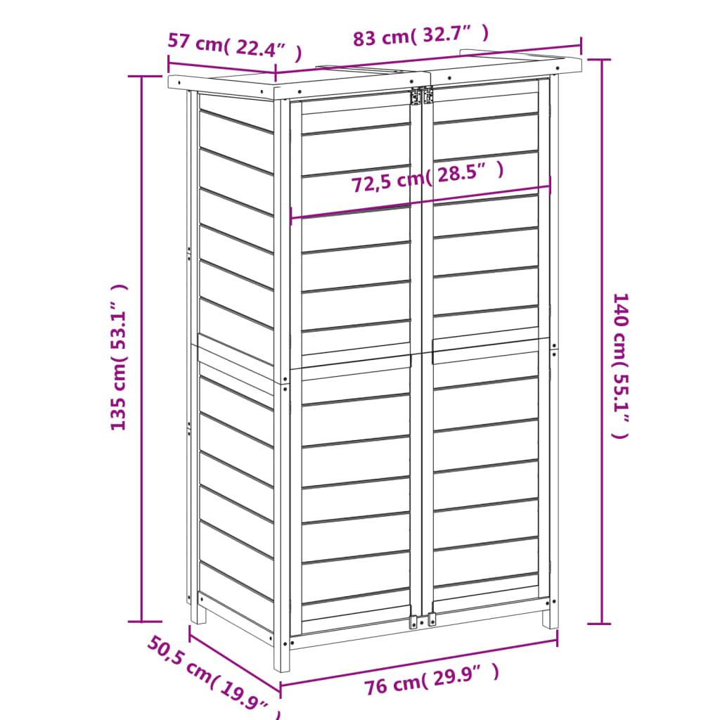 Garden Tool Shed Grey 83x57x140 cm Solid Wood Pine