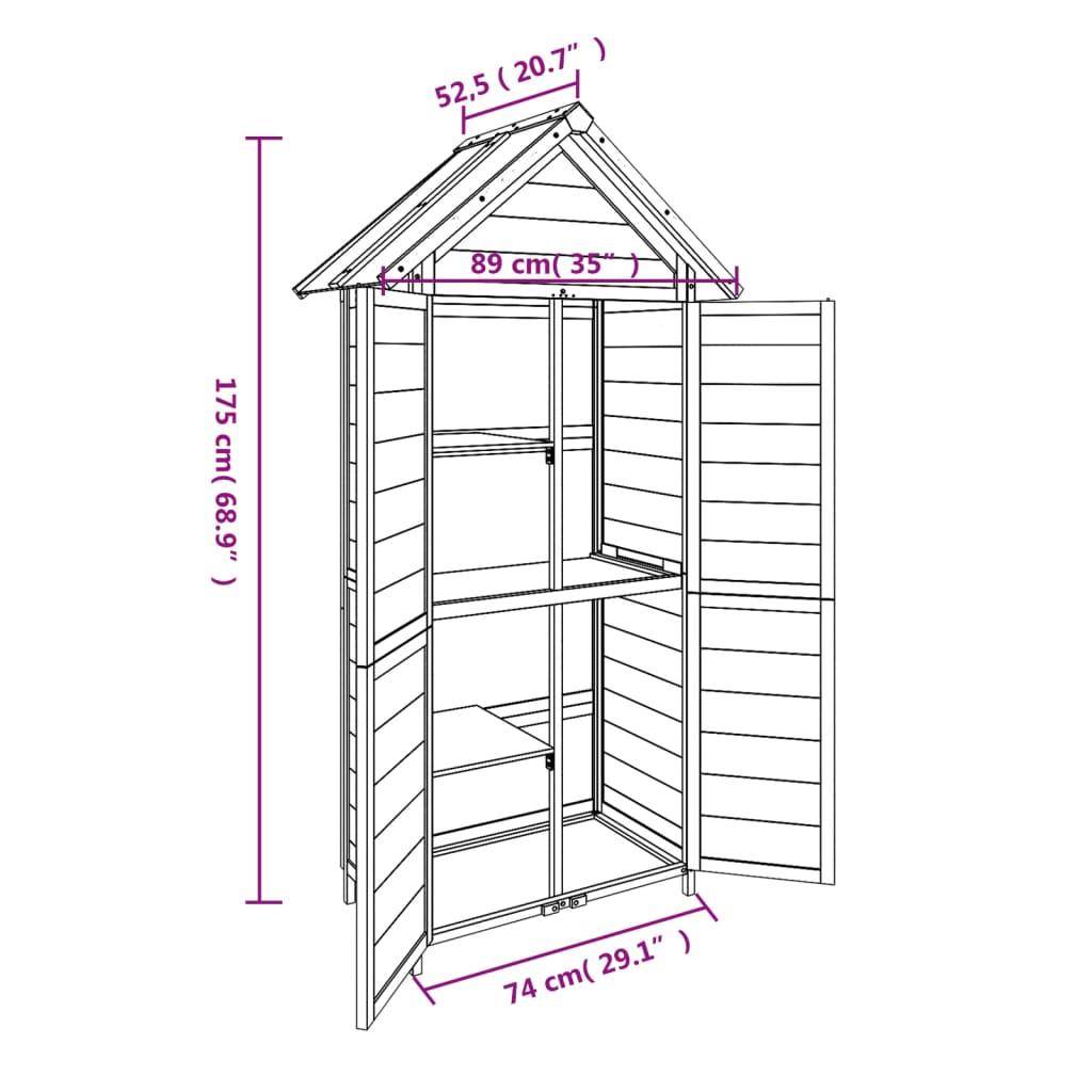 Garden Tool Shed Grey 89x52.5x175 cm Solid Wood Pine