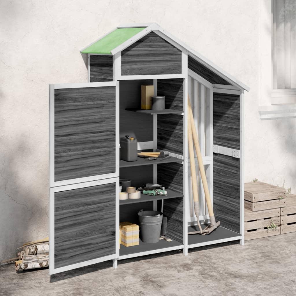 Garden Tool Shed Grey 120x53.5x170 cm Solid Wood Pine