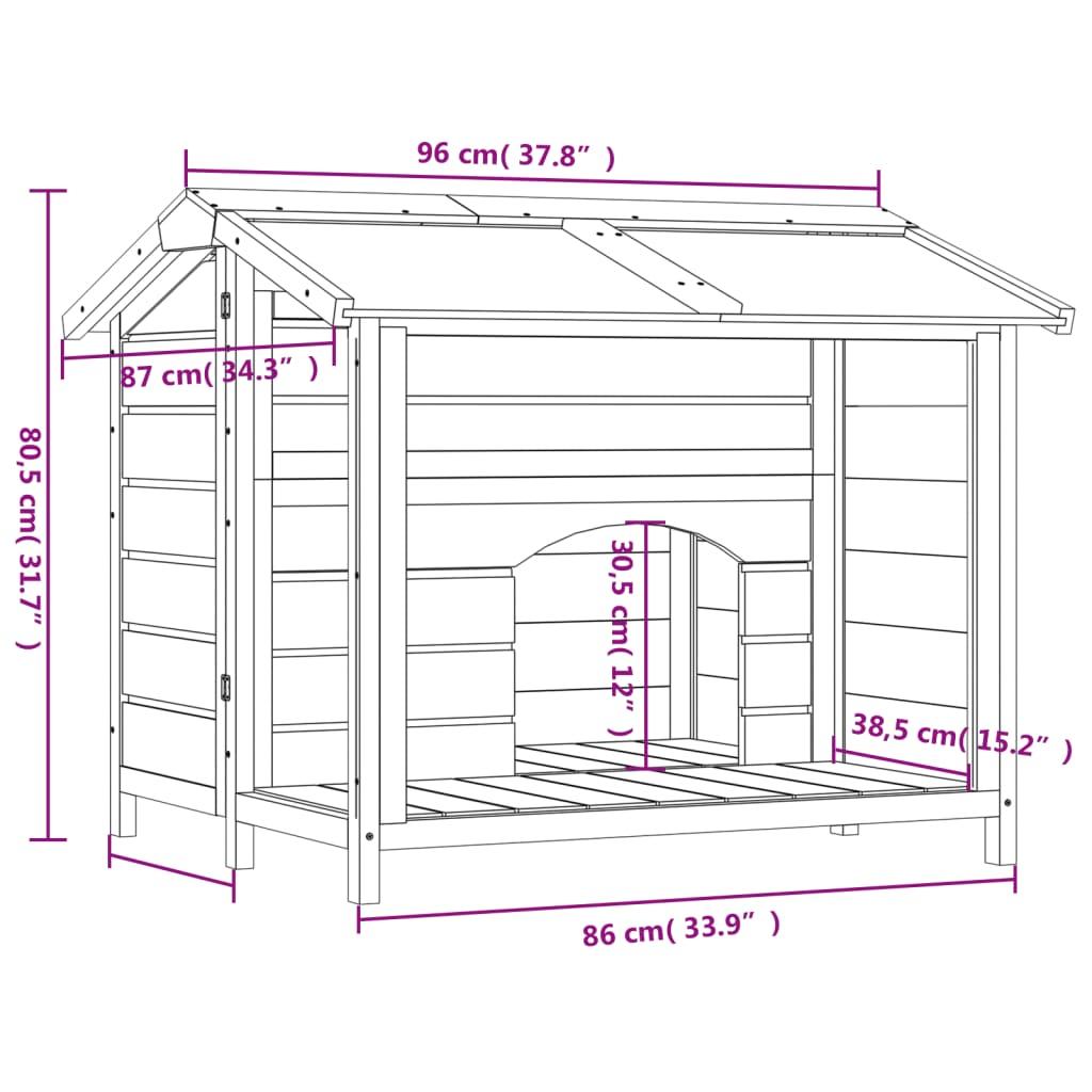 Dog Kennel Grey 96x87x80.5 cm Solid Wood Pine