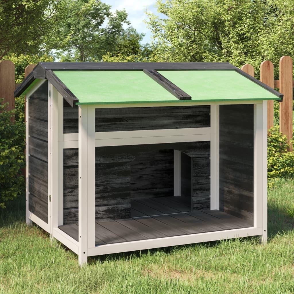 Dog Kennel Grey 96x87x80.5 cm Solid Wood Pine