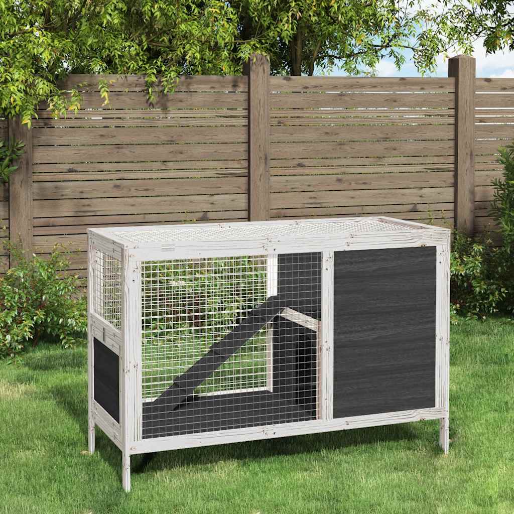Rabbit Hutch Grey 103x44x69.5 cm Solid Wood Pine