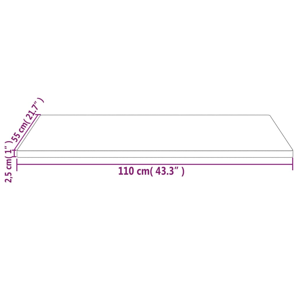 Table Top 110x55x2.5 cm Solid Wood Pine Rectangular