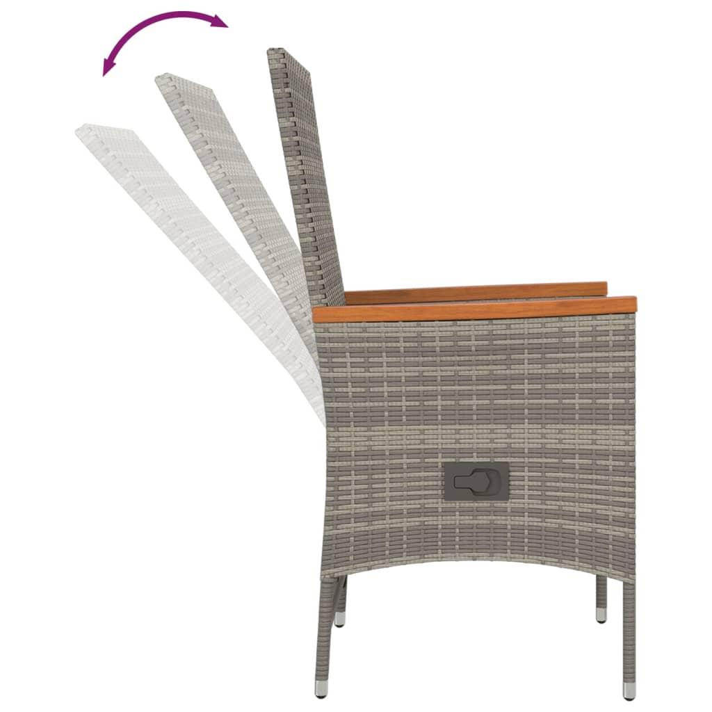 9 Piece Garden Dining Set with Cushions Grey  Poly Rattan