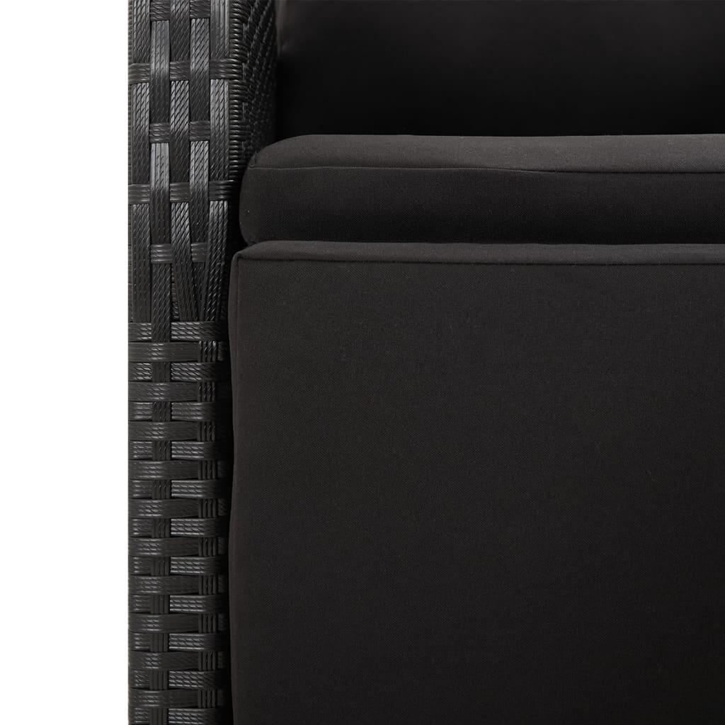 5 Piece Garden Dining Set with Cushions Black Poly Rattan