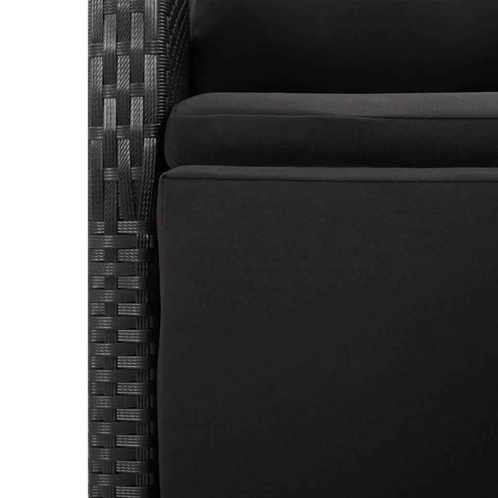 9 Piece Garden Dining Set with Cushions Black Poly Rattan