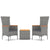 3 Piece Garden Lounge Set Grey Poly Rattan&Solid Wood Acacia