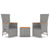 3 Piece Garden Lounge Set Grey Poly Rattan&Solid Wood Acacia
