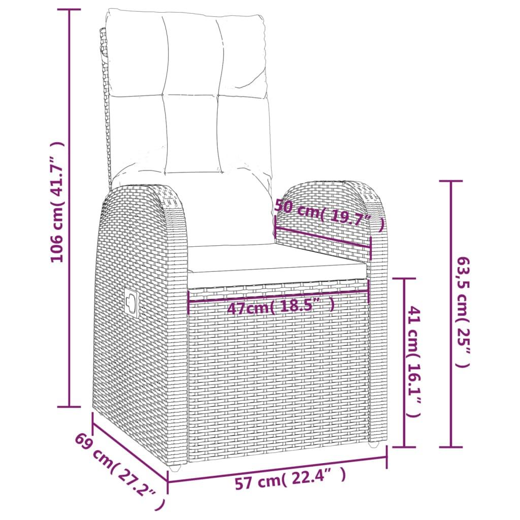 3 Piece Garden Lounge Set Black Poly Rattan&Steel