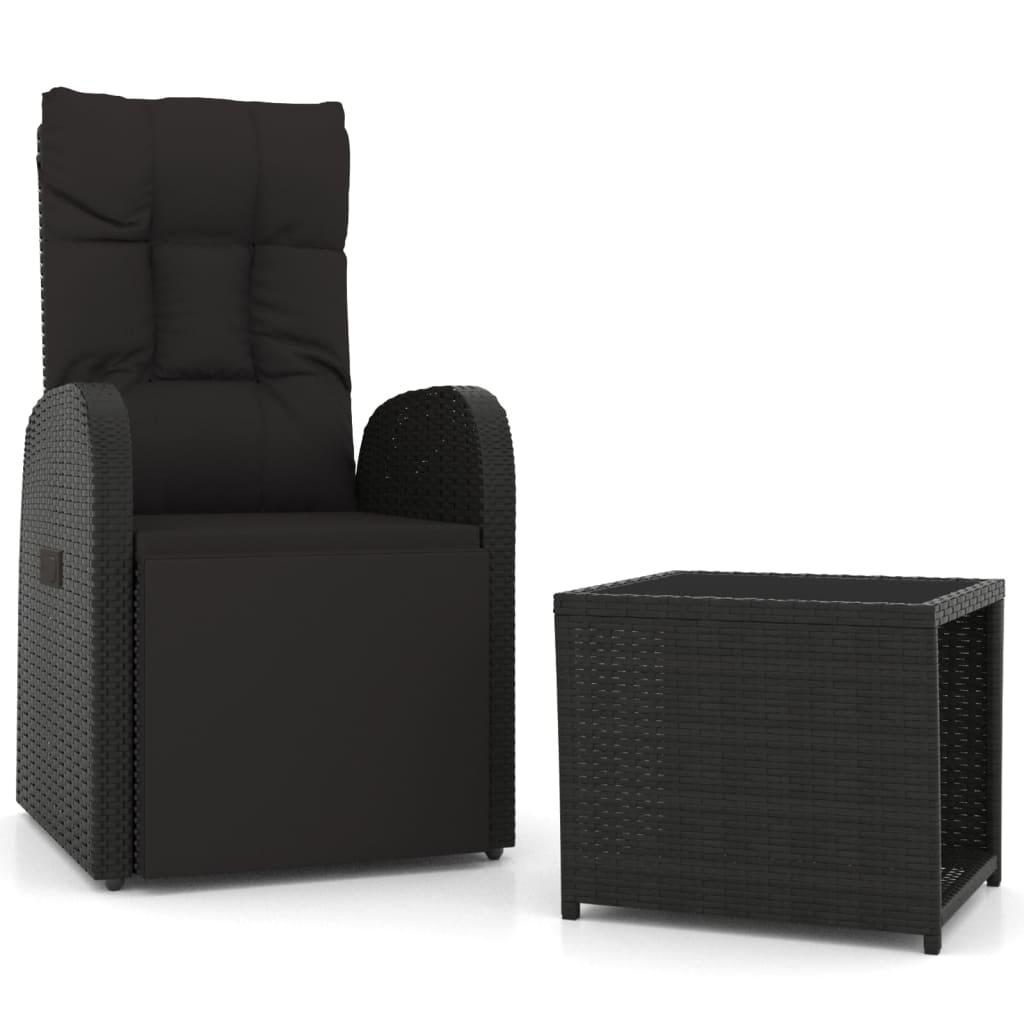 2 Piece Garden Lounge Set Black Poly Rattan&Steel
