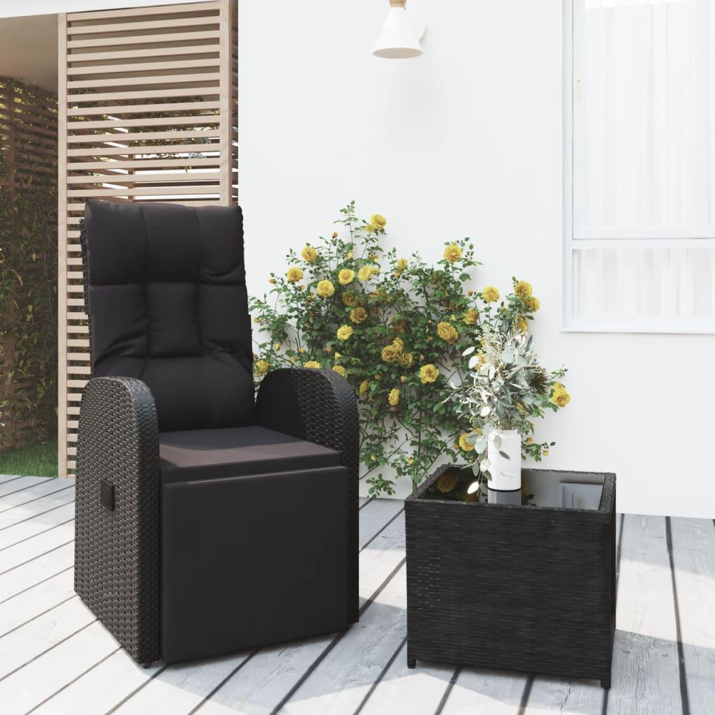2 Piece Garden Lounge Set Black Poly Rattan&amp;Steel