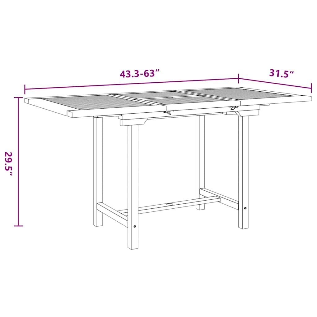 Extending Garden Table 110-160x80x75cm Solid Wood Teak