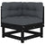 Corner Sofa with Cushions Black Solid Wood Pine