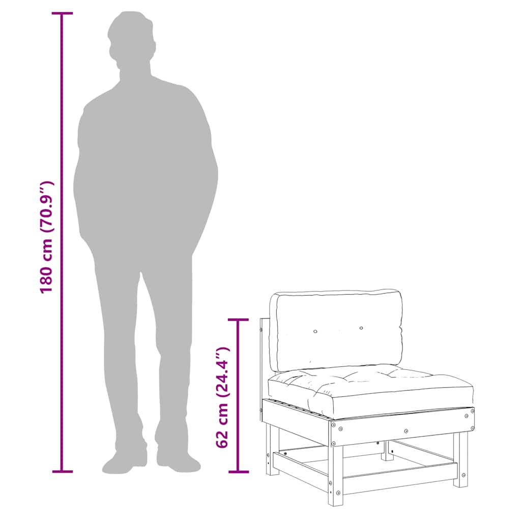 Middle Sofa with Cushions Solid Wood Pine