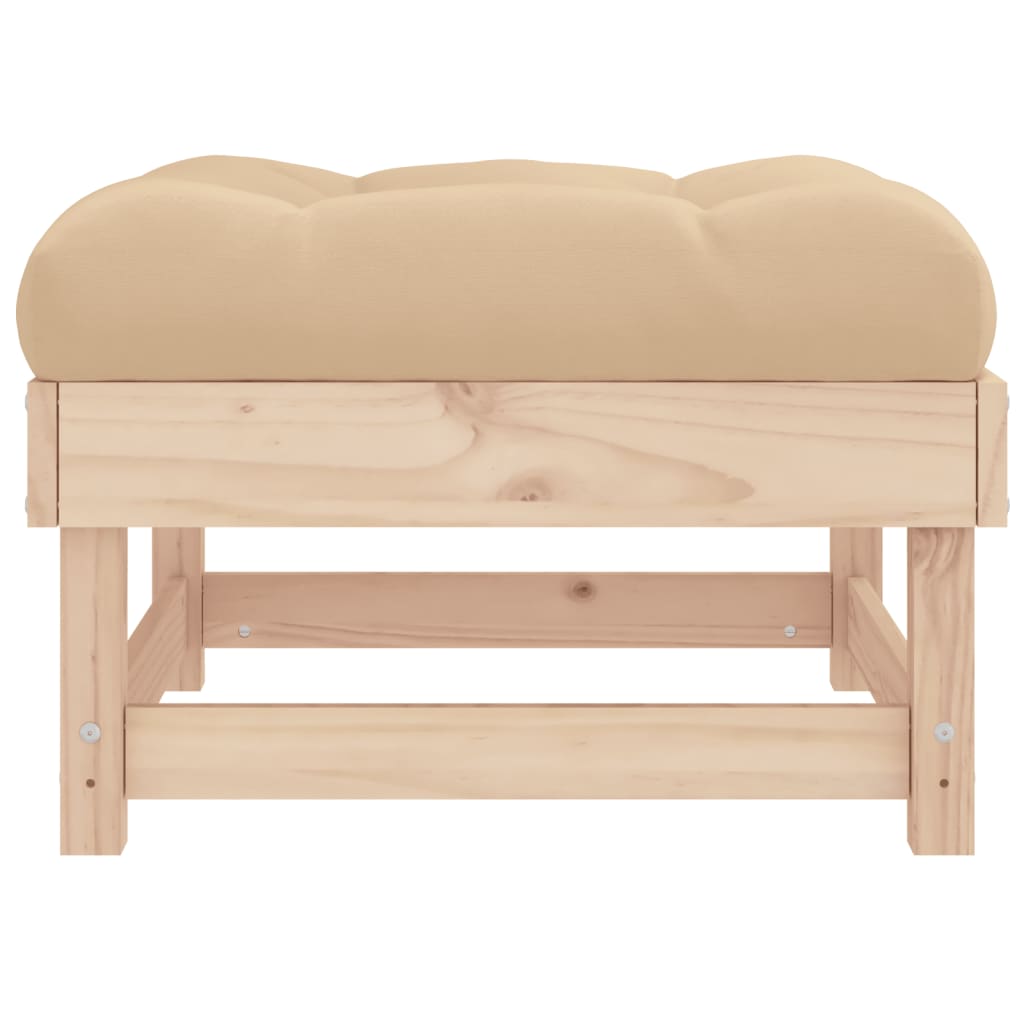 Garden Footstool with Cushion Solid Wood Pine