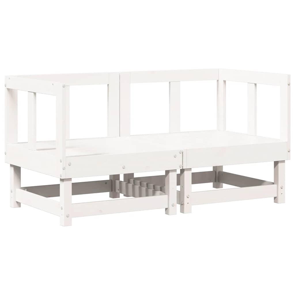 Corner Sofas with Cushions 2 pcs White Solid Wood Pine