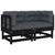 Corner Sofas with Cushions 2 pcs Black Solid Wood Pine