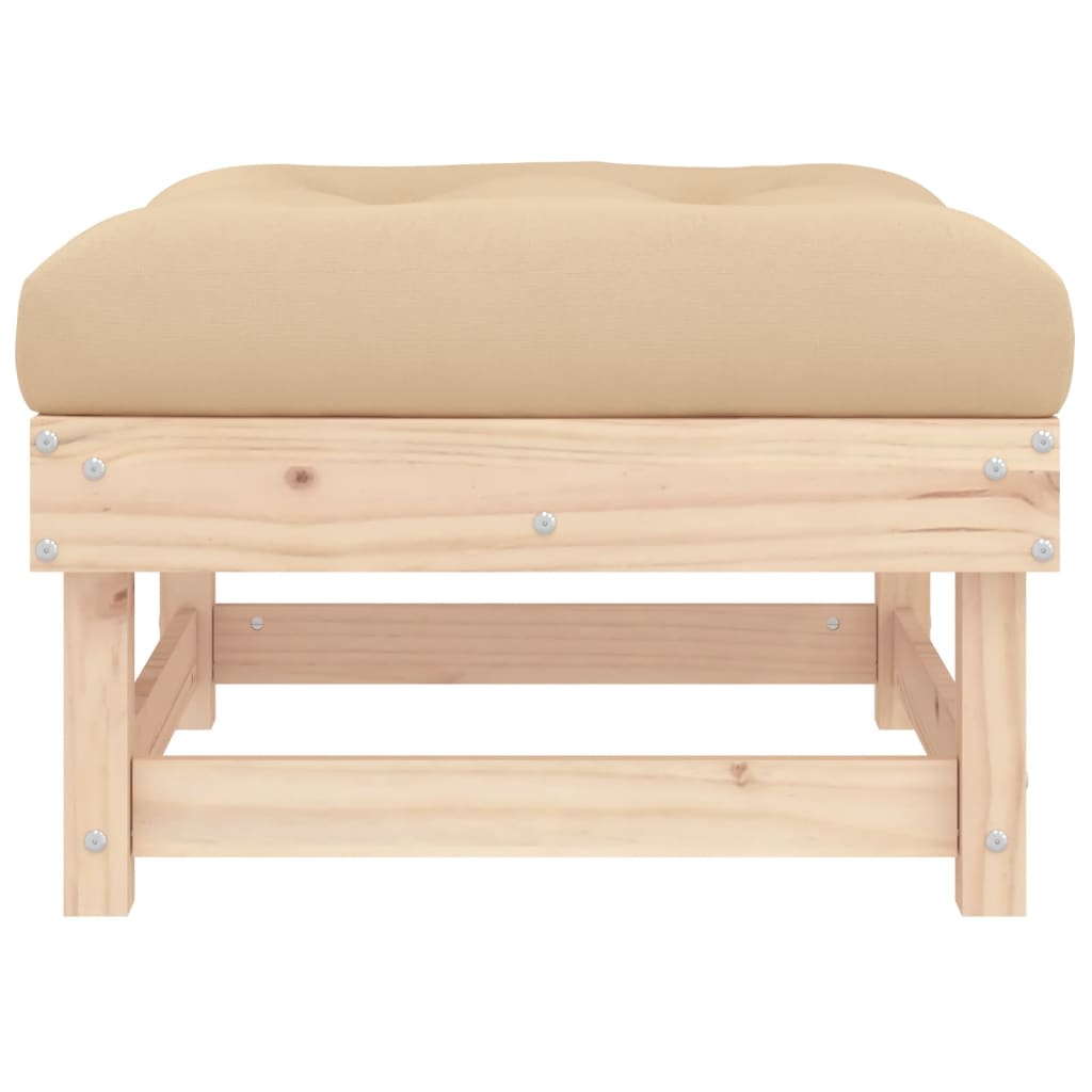 Garden Footstools with Cushions 2pcs Solid Wood Pine