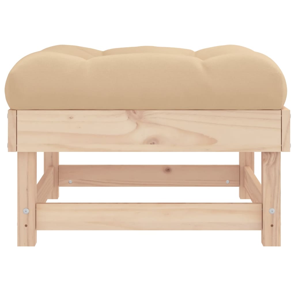 Garden Footstools with Cushions 2pcs Solid Wood Pine