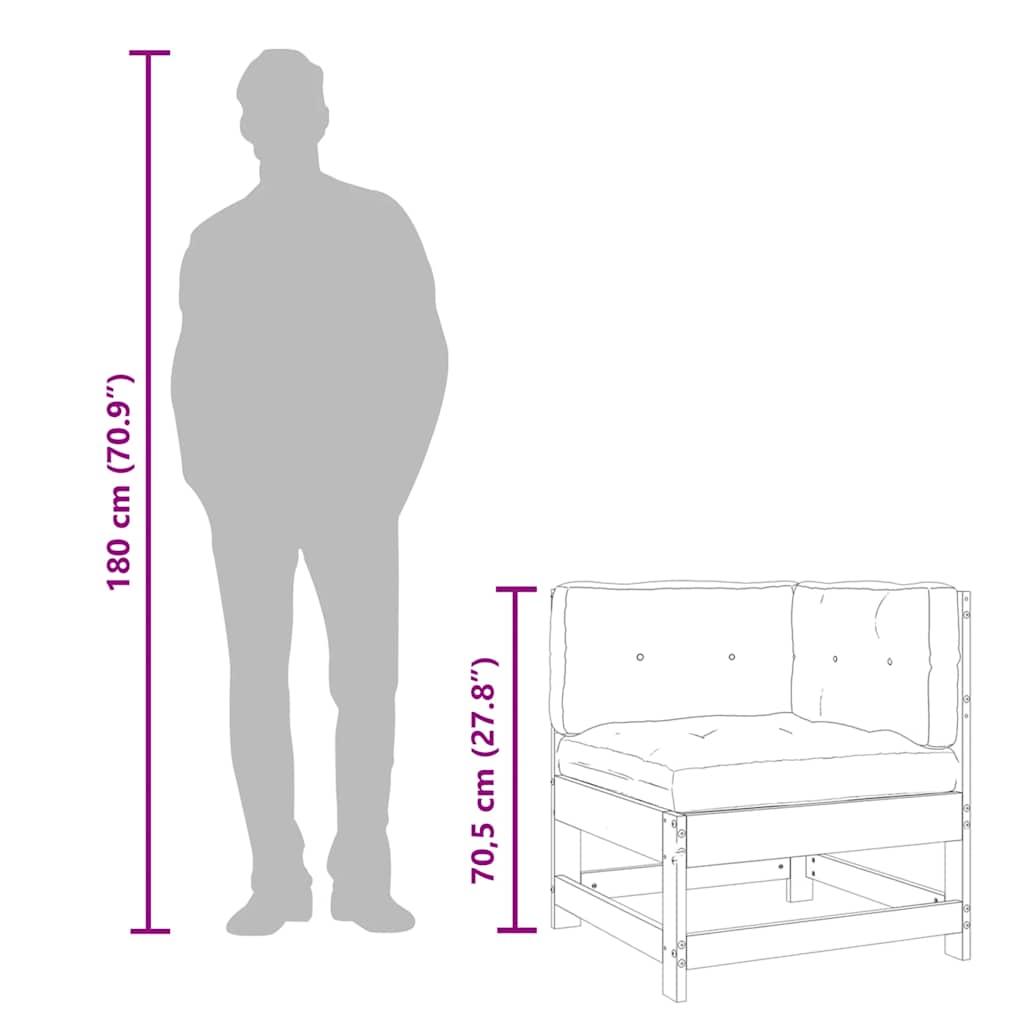 Corner Sofa with Cushions Black Solid Wood Pine