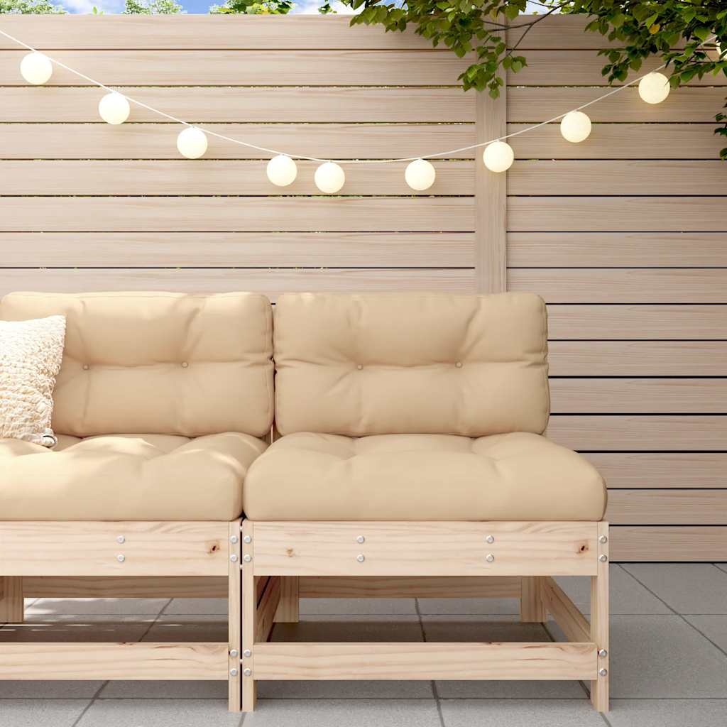 Middle Sofa with Cushions Solid Wood Pine