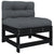 Middle Sofa with Cushions Black Solid Wood Pine