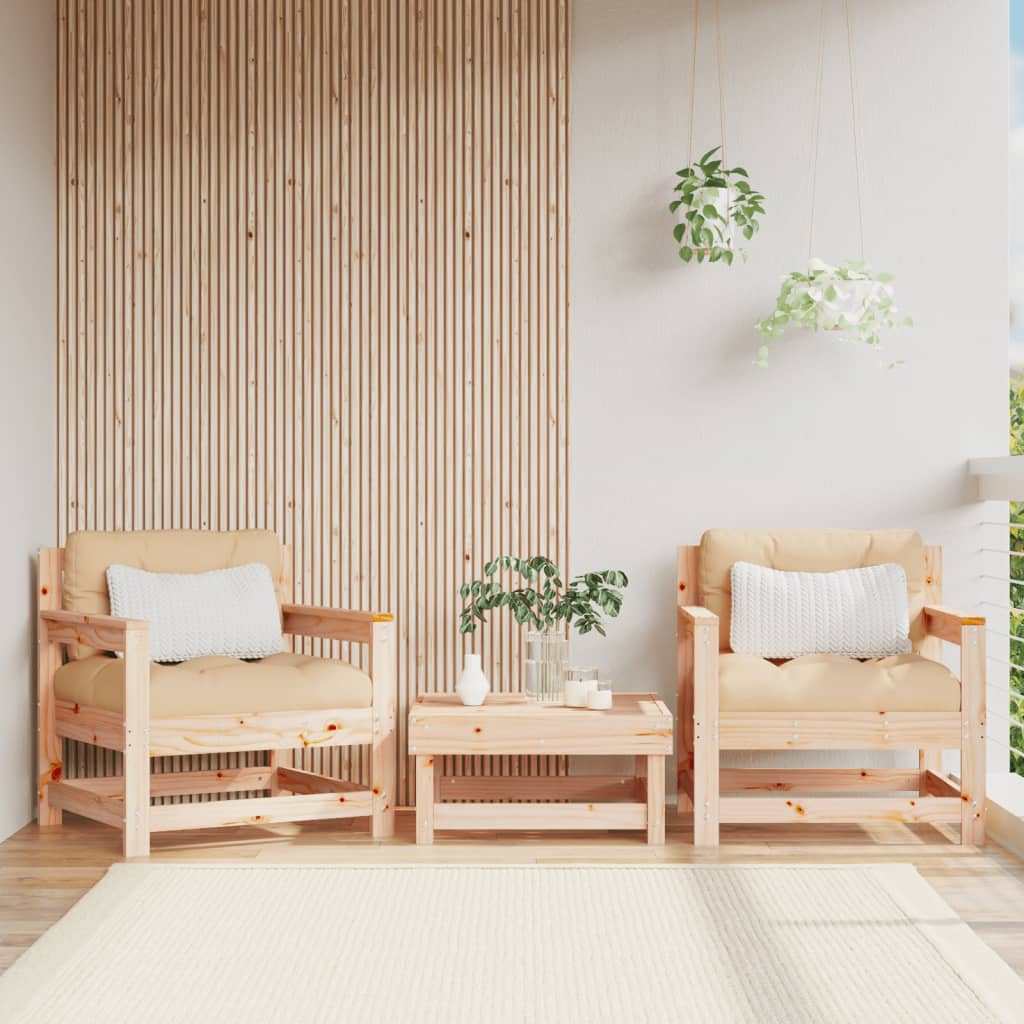 Garden Chairs with Cushions 2 pcs Solid Wood Pine