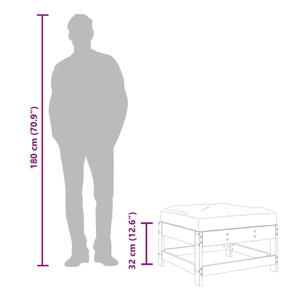 Garden Footstools with Cushions 2pcs Solid Wood Pine