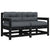 Garden Chairs with Cushions 2 pcs Black Solid Wood Pine